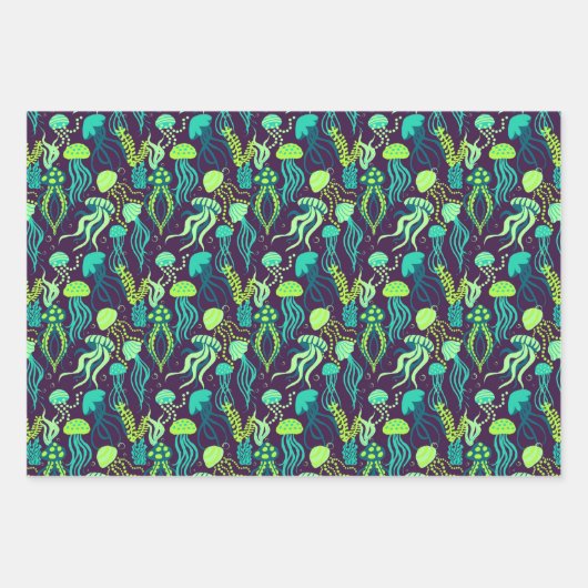 Quallen Geschenkpapier Set (Vorderseite)