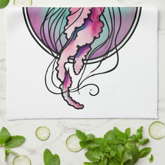 Quallen Geschirrtuch (Gefaltet)