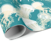 Quallen in Blue Ocean Summer Season Monogram Geschenkpapier (Rolleneckpunkt)