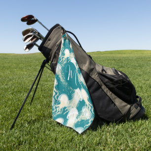 Quallen in Blue Ocean Summer Season Monogram Golfhandtuch