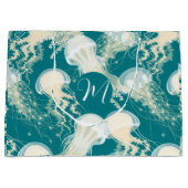 Quallen in Blue Ocean Summer Season Monogram Große Geschenktüte (Vorderseite)