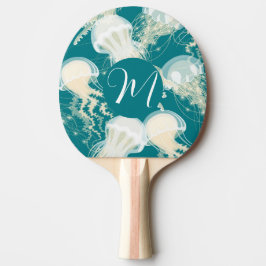 Quallen in Blue Ocean Summer Season Monogram Tischtennis Schläger