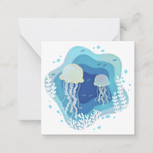 Quallen in Ocean Paper Art Illustration Mitteilungskarte