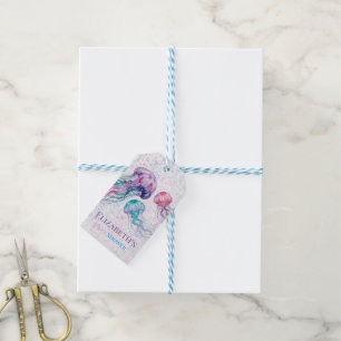 Quallen in Türkis Lila Mädchen Baby-Party Danke Geschenkanhänger