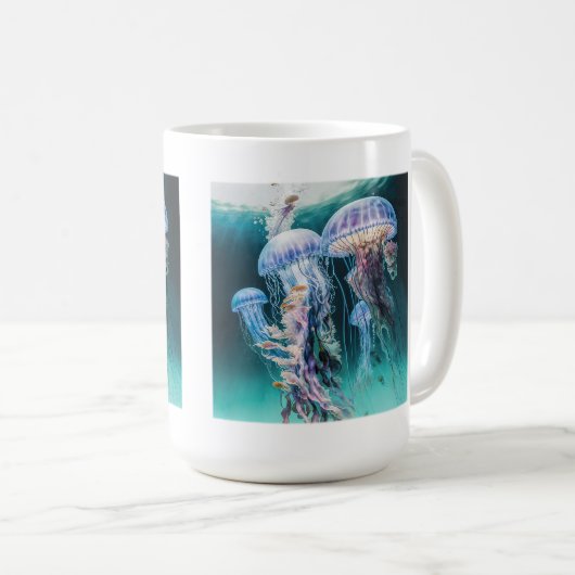Quallen Klassische Tasse, 15 oz Kaffeetasse (VorderseiteRechts)