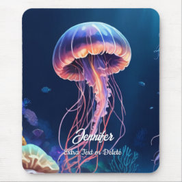 Quallen Kunst, weißer Schriftname und zusätzlicher Mousepad