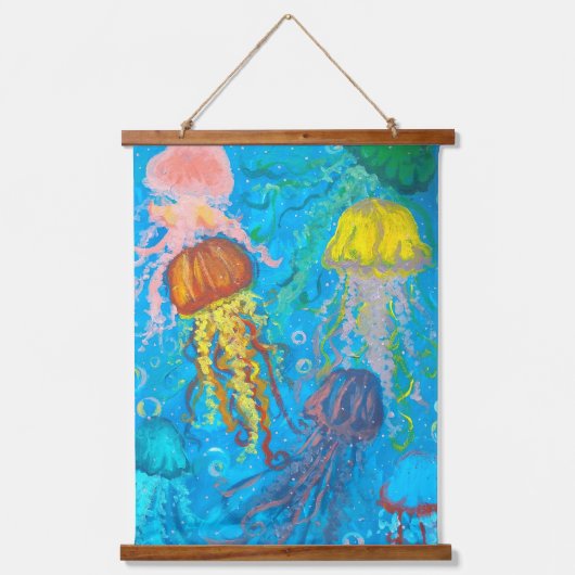Quallen, Meere, Meer Wandteppich Mit Holzrahmen (Vorderseite)