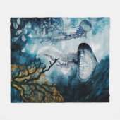 Quallen, Meerrasen mit goldenen Akzenten Fleecedecke (Vorderseite (Horizontal))