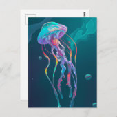 Quallen mit Regenbogenleder Postkarte (Vorne/Hinten)