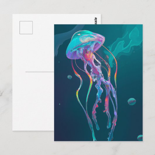 Quallen mit Regenbogenleder Postkarte (Vorne/Hinten)