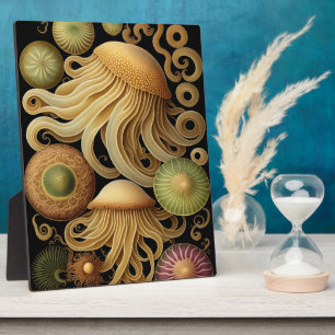 Quallen Moderne Haeckel-Tischkunst Fotoplatte