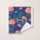 Quallen Mosaik Personalisiertes Muster Badhandtuch Set (Waschlappen)