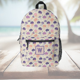 Quallen Niedliche Pastete Lila und Orange Monogram Bedruckter Rucksack