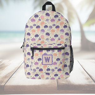 Quallen Niedliche Pastete Lila und Orange Monogram Bedruckter Rucksack