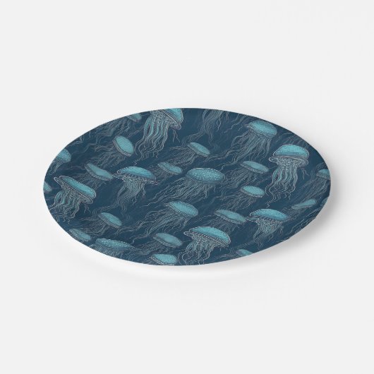 Quallen Pappteller (Schrägansicht)