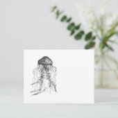 Quallen Schwarz-Weiß-Bleistift Zeichnend Skizze Postkarte (Stehend Vorderseite)