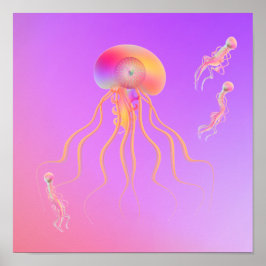 Quallen schwimmen mit Freunden Poster