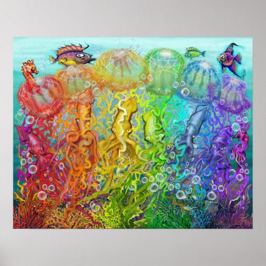 Quallen Tintenfisch Poster (Vorne)