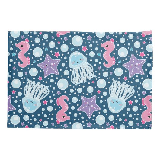 Quallen-u. der Seepferd-| lila Monogramm Kissenbezug (Rückseite)