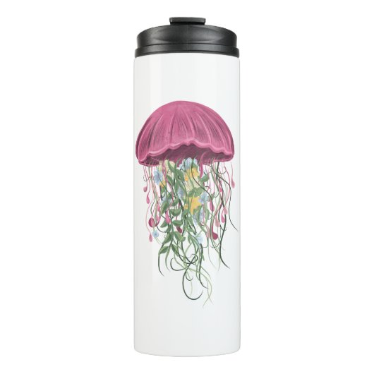 Quallen und Blume Thermosbecher (Vorderseite)