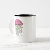 Quallen und Blume Zweifarbige Tasse (Vorderseite Links)