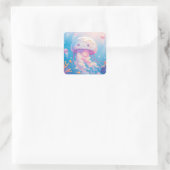 Quallen- und Korallenwunder Quadratischer Aufkleber (Tasche)