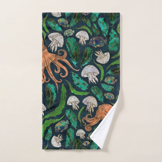 Quallen- und Kraken-Muster Badhandtuch Set (Handtuch)