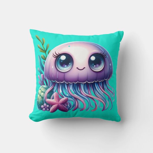 "Quallen und Seebarsch-Buddies" Kissen (Vorderseite)