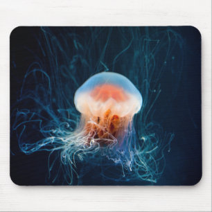 Quallen Unterwasser - Dunkles Licht Mousepad