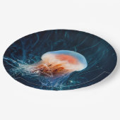 Quallen Unterwasser - Dunkles Licht Pappteller (Schrägansicht)