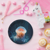 Quallen Unterwasser - Dunkles Licht Pappteller (Party)