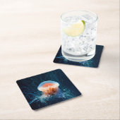 Quallen Unterwasser - Dunkles Licht Rechteckiger Pappuntersetzer (Vor Ort)