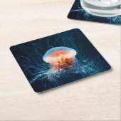 Quallen Unterwasser - Dunkles Licht Rechteckiger Pappuntersetzer (angewinkelt)