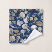 Quallen-Unterwassermuster Badhandtuch Set (Waschlappen)