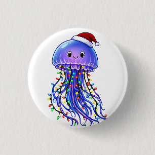Quallen-Weihnachtsmannhut Weihnachtslichter Frohe Button