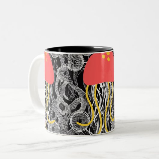 Quallen Zweifarbige Tasse (Vorderseite Links)