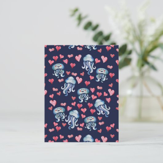 Quallenfisch-Liebe Postkarte (Stehend Vorderseite)