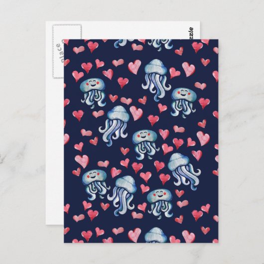 Quallenfisch-Liebe Postkarte (Vorne/Hinten)