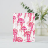 Quallenfisch Pink Aquarellleben Postkarte (Stehend Vorderseite)