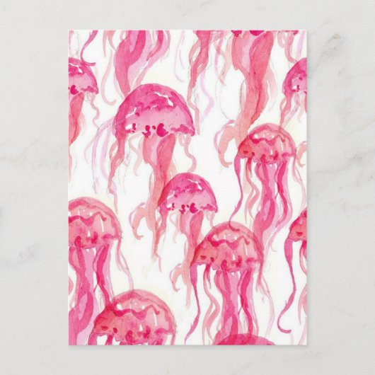 Quallenfisch Pink Aquarellleben Postkarte (Vorderseite)