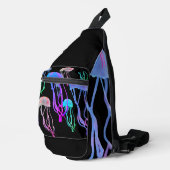 Quallenfisch Schwarze Sling Tasche (Rechte Ecke)