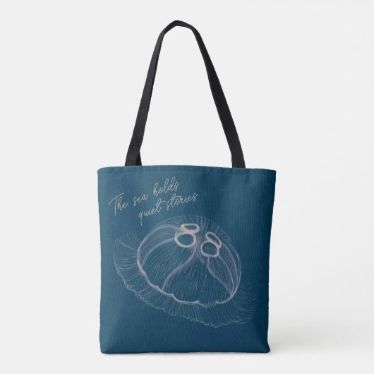 Quallenfisch Tote Bag - "Das Meer hält ruhige Gesc Tasche (Rückseite)