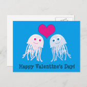 Quallenfische Liebe Glücklicher Valentinstag Feiertagspostkarte (Vorne/Hinten)