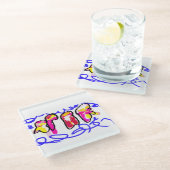 Quallenfrost Glasuntersetzer (Schrägansicht)