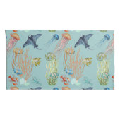 Quallenkoralle und tropische Fische Kissenbezug (Rückseite-Rechts)