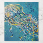 Quallenmalerei Weinetikett (Einzelnes Label)