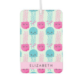 Quallenmuster, Niedliche Quallen, Meer, Ihr Name Autolufterfrischer (Vorderseite)