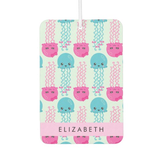 Quallenmuster, Niedliche Quallen, Meer, Ihr Name Autolufterfrischer (Vorderseite)