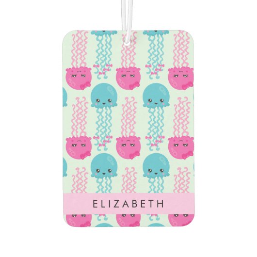 Quallenmuster, Niedliche Quallen, Meer, Ihr Name Autolufterfrischer (Rückseite)