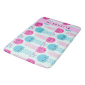 Quallenmuster, Niedliche Quallen, Meer, Ihr Name Badematte (Schrägansicht)